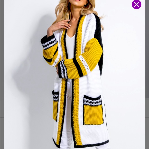 Fobya Yellow White Stripe Cardigan 